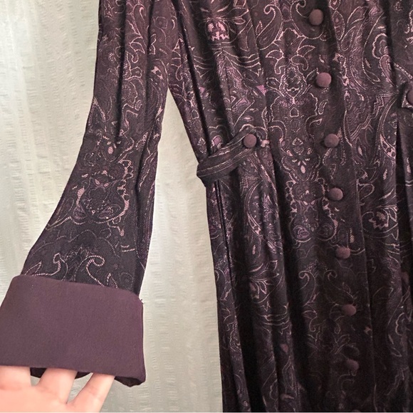 Plaza South Vintage 90s Women's Purple Paisley Dress Size 10P - Picture 9 of 16